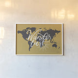 Mapped Out IV by Becky Thorns. shown as a paper print in a white frame. Available as a archival giclee rolled canvas, fine art paper, or poster print. SKU 68328i.