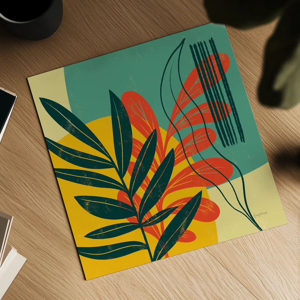 Mid Century Modern I by Becky Thorns. Shown as a detailed flat fine art print, highlighting archival giclee quality. Available as an archival giclee rolled canvas, fine art paper, or poster print. SKU 64668a.