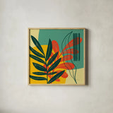 Mid Century Modern I by Becky Thorns. Shown in a natural wood glass frame for a timeless modern aesthetic. Available as an archival giclee rolled canvas, fine art paper, or poster print. SKU 64668a.
