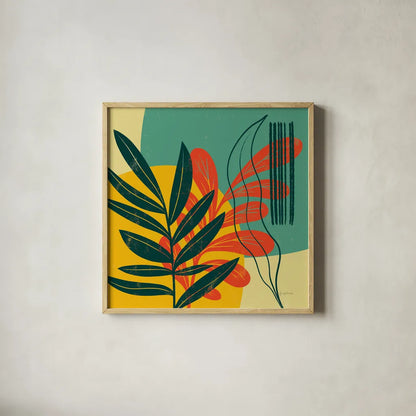 Mid Century Modern I by Becky Thorns. Shown in a natural wood glass frame for a timeless modern aesthetic. Available as an archival giclee rolled canvas, fine art paper, or poster print. SKU 64668a.