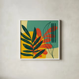 Mid Century Modern I by Becky Thorns. Shown in a crisp white glass frame for a clean and minimalist style. Available as an archival giclee rolled canvas, fine art paper, or poster print. SKU 64668a.