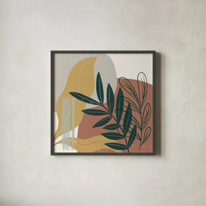 Mid Century Modern II Light by Becky Thorns. Shown in a sleek black glass frame for a contemporary gallery look. Available as an archival giclee rolled canvas, fine art paper, or poster print. SKU 69582a.
