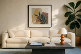 Mid Century Modern II Light by Becky Thorns. Displayed in a glass frame with matte in a clean modern living room. Available as an archival giclee rolled canvas, fine art paper, or poster print. SKU 69582a.