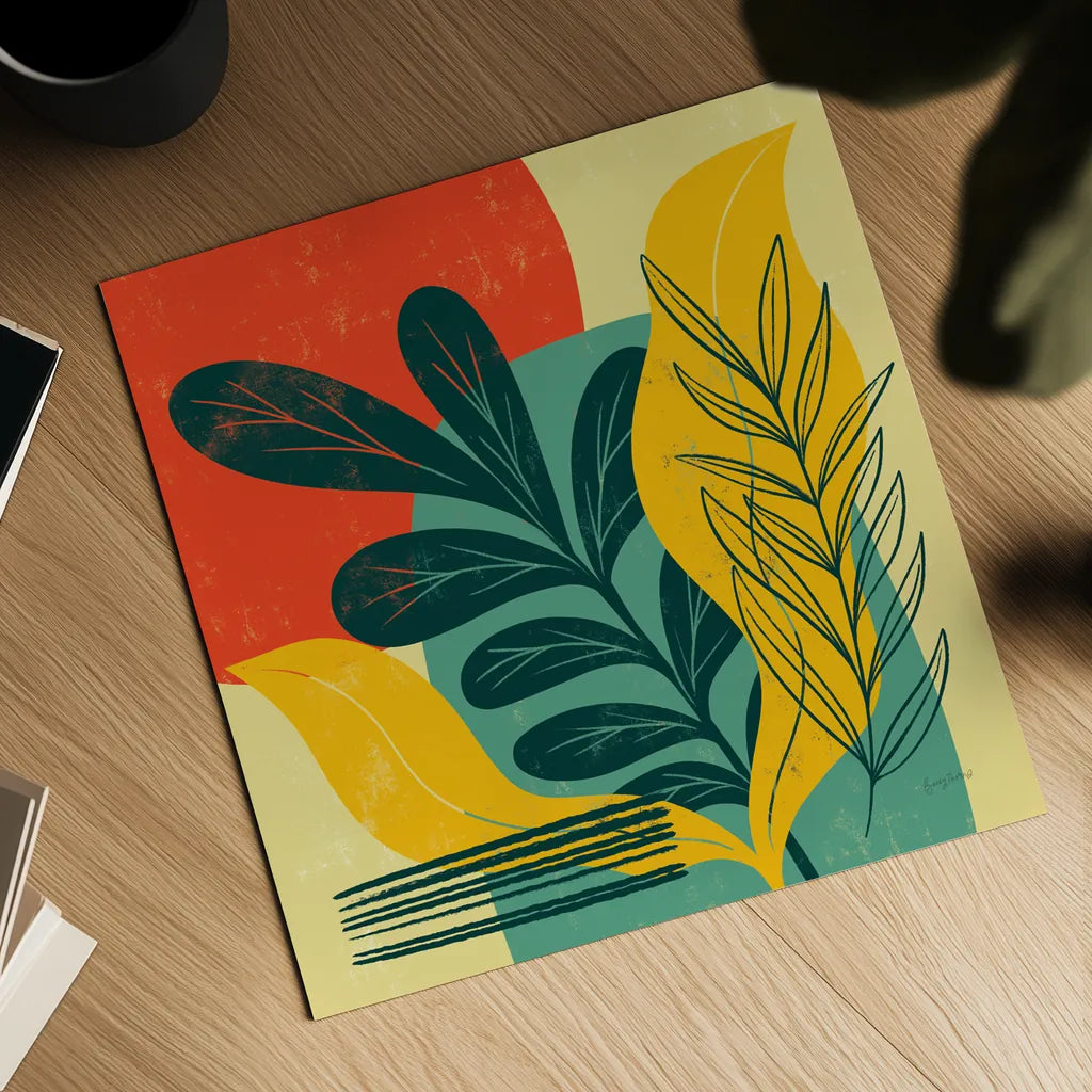 Mid Century Modern III by Becky Thorns. Shown as a detailed flat fine art print, highlighting archival giclee quality. Available as an archival giclee rolled canvas, fine art paper, or poster print. SKU 64670a.