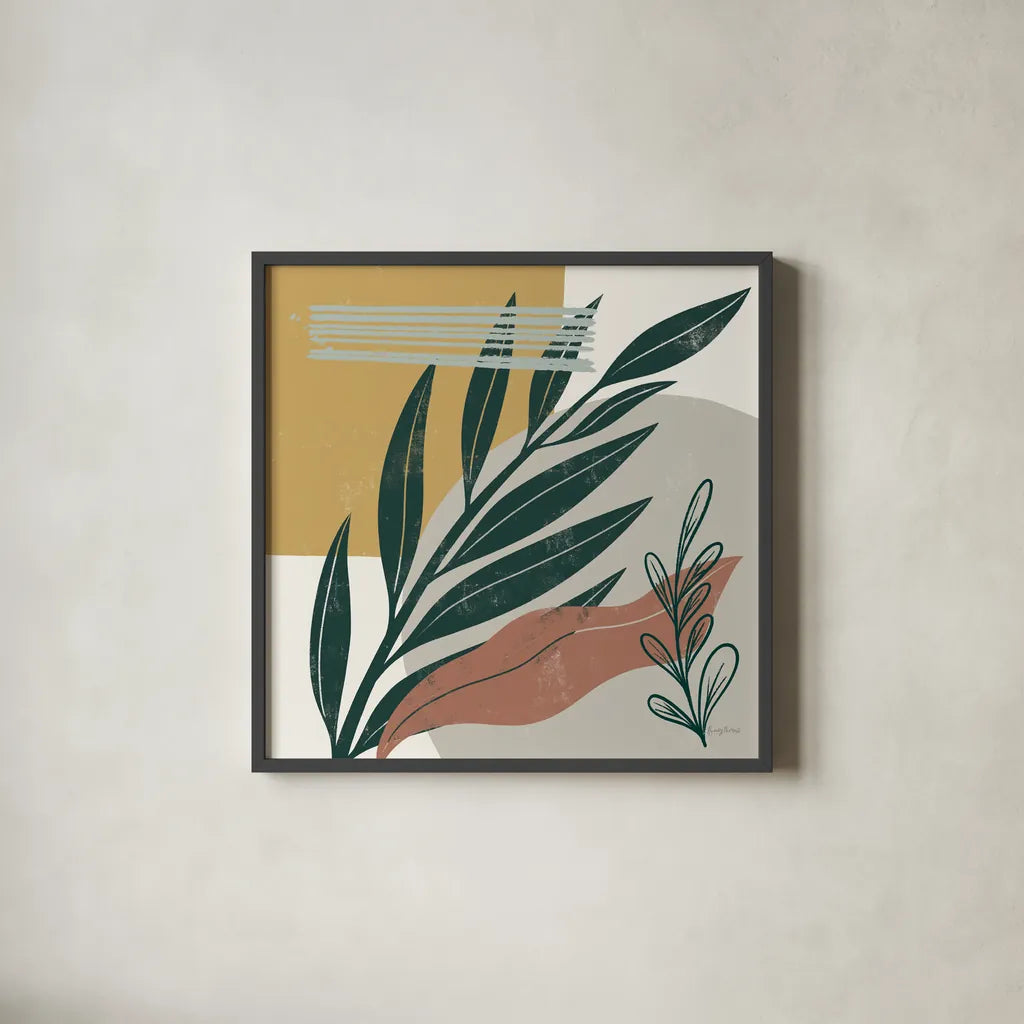 Mid Century Modern IV Light by Becky Thorns. Shown in a sleek black glass frame for a contemporary gallery look. Available as an archival giclee rolled canvas, fine art paper, or poster print. SKU 69584a.