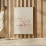 Mod Glam Good Energy I by Becky Thorns. shown as over sized large wall art. Available as an archival giclee rolled canvas, fine art paper, or poster print. SKU 66716h.