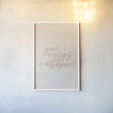 Mod Glam Good Energy I by Becky Thorns. shown as a paper print in a white frame. Available as a archival giclee rolled canvas, fine art paper, or poster print. SKU 66716h.