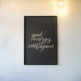 Mod Glam Good Energy II Black by Becky Thorns. shown as a paper print in a black flame. Available as a archival giclee rolled canvas, fine art paper, or poster print. SKU 68876h.