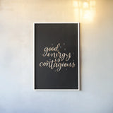 Mod Glam Good Energy II Black by Becky Thorns. shown as a paper print in a white frame. Available as a archival giclee rolled canvas, fine art paper, or poster print. SKU 68876h.
