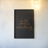 Mod Glam See the Good II Black by Becky Thorns. shown as a paper print in a black flame. Available as a archival giclee rolled canvas, fine art paper, or poster print. SKU 68875h.