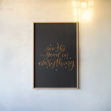 Mod Glam See the Good II Black by Becky Thorns. shown as a paper print in a natural frame. Available as a archival giclee rolled canvas, fine art paper, or poster print. SKU 68875h.