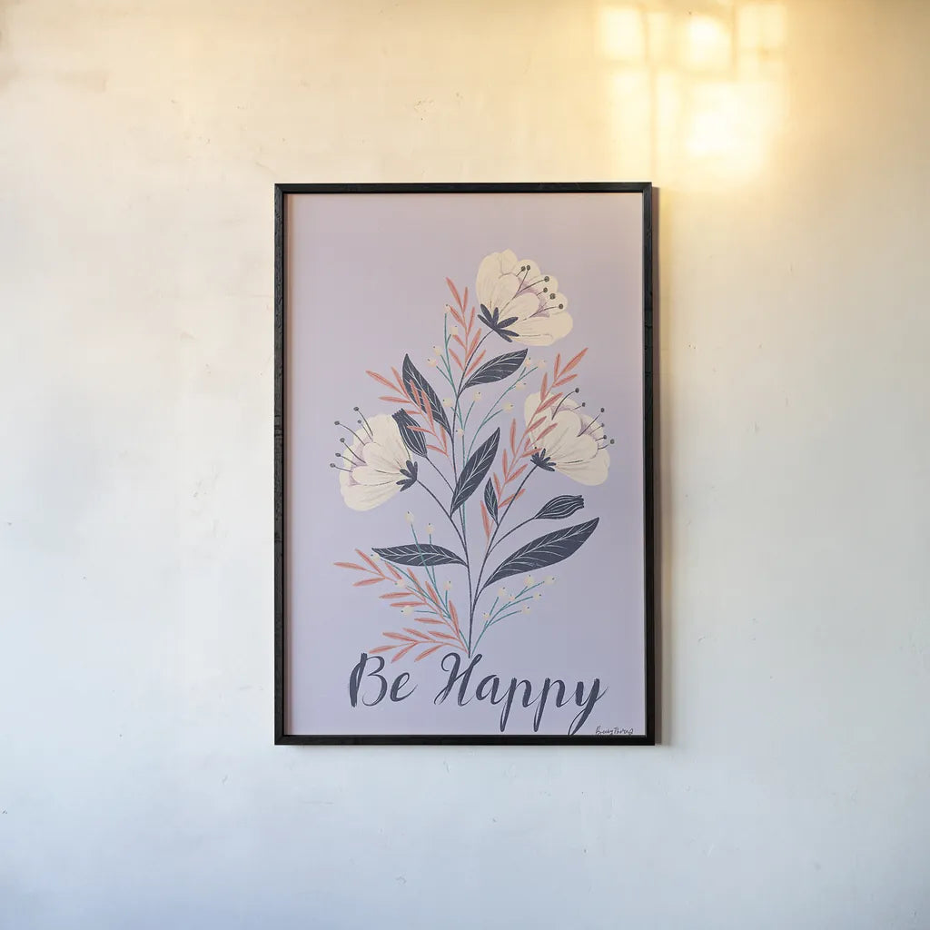 Modern Floral I Lilac by Becky Thorns. shown as a paper print in a black flame. Available as a archival giclee rolled canvas, fine art paper, or poster print. SKU 64130h.