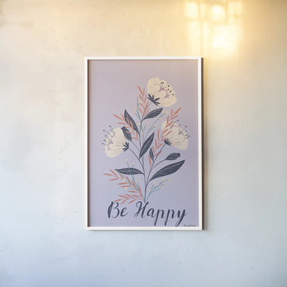 Modern Floral I Lilac by Becky Thorns. shown as a paper print in a white frame. Available as a archival giclee rolled canvas, fine art paper, or poster print. SKU 64130h.