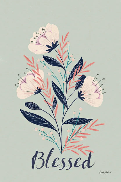 Modern Floral I Mint by Becky Thorns. SKU 64131h. Archival Giclee Fine art print for wall decor.