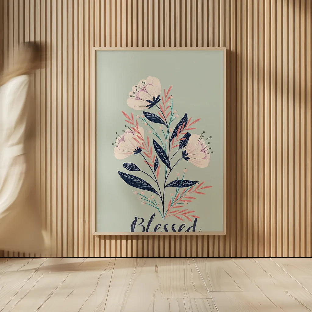 Modern Floral I Mint by Becky Thorns. shown as over sized large wall art. Available as an archival giclee rolled canvas, fine art paper, or poster print. SKU 64131h.