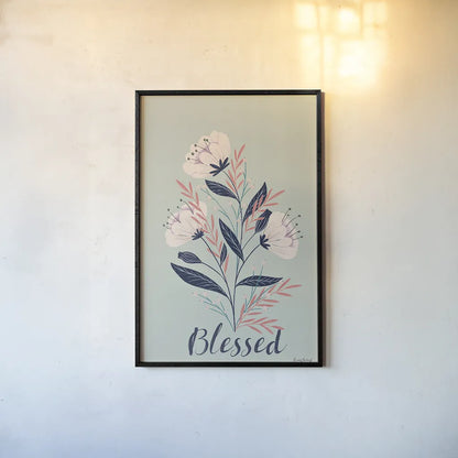 Modern Floral I Mint by Becky Thorns. shown as a paper print in a black flame. Available as a archival giclee rolled canvas, fine art paper, or poster print. SKU 64131h.