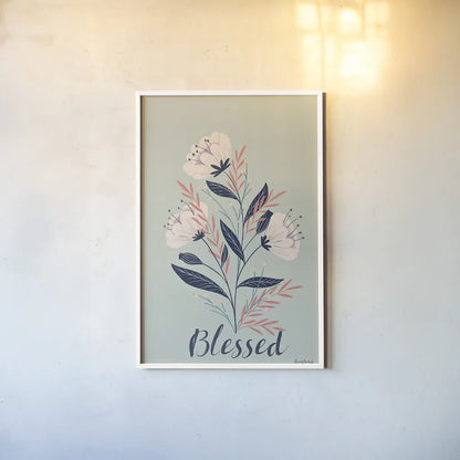 Modern Floral I Mint by Becky Thorns. shown as a paper print in a white frame. Available as a archival giclee rolled canvas, fine art paper, or poster print. SKU 64131h.