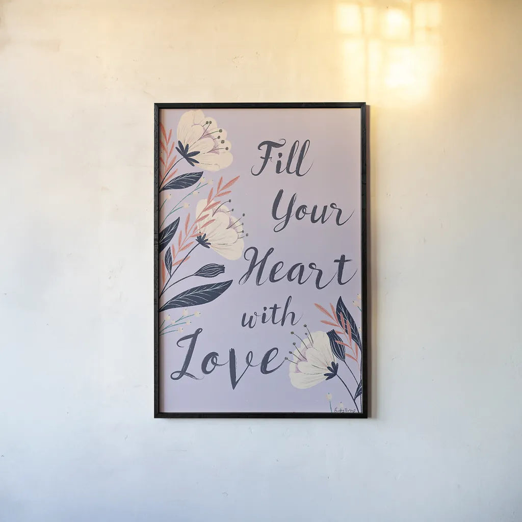 Modern Floral II Lilac by Becky Thorns. shown as a paper print in a black flame. Available as a archival giclee rolled canvas, fine art paper, or poster print. SKU 64132h.