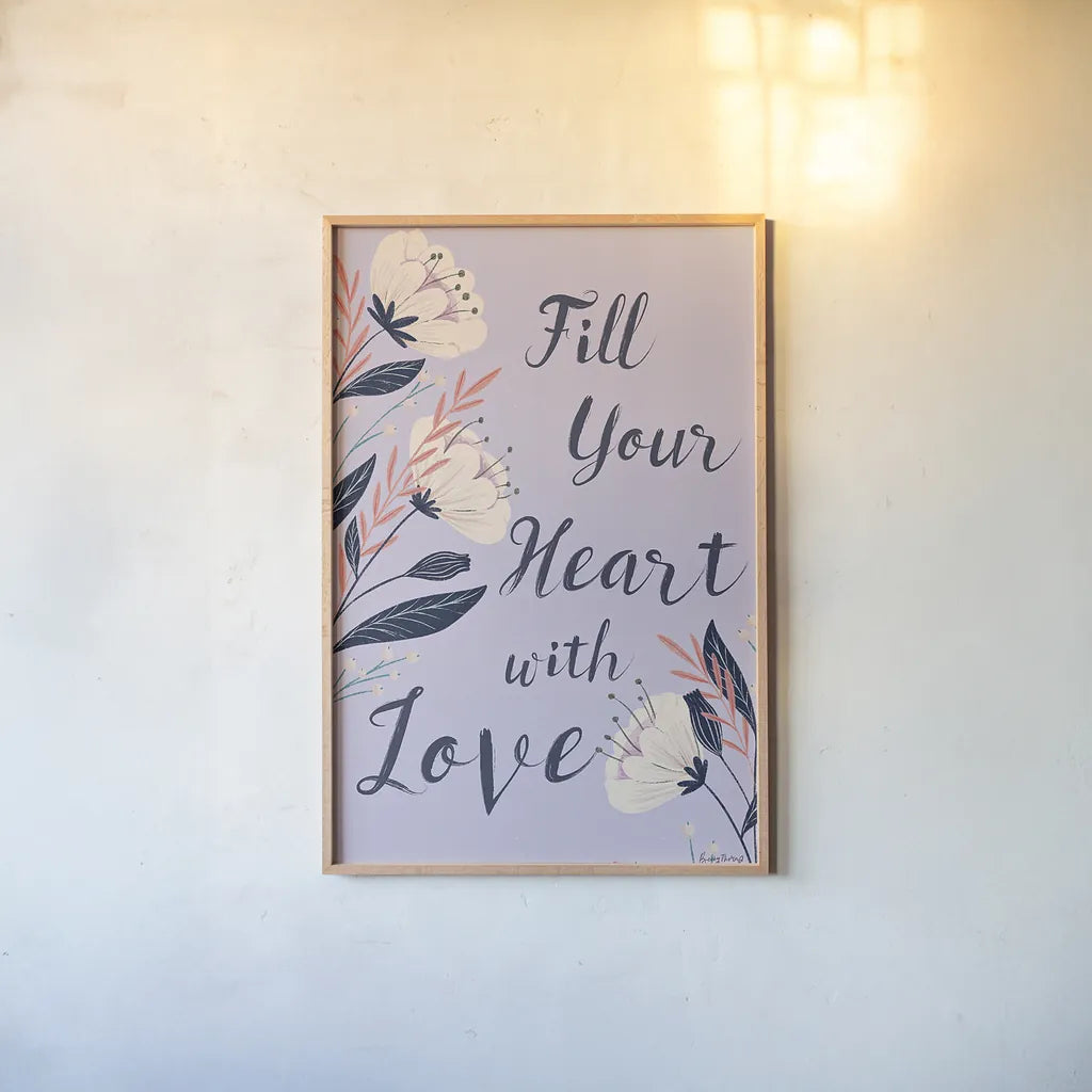 Modern Floral II Lilac by Becky Thorns. shown as a paper print in a natural frame. Available as a archival giclee rolled canvas, fine art paper, or poster print. SKU 64132h.