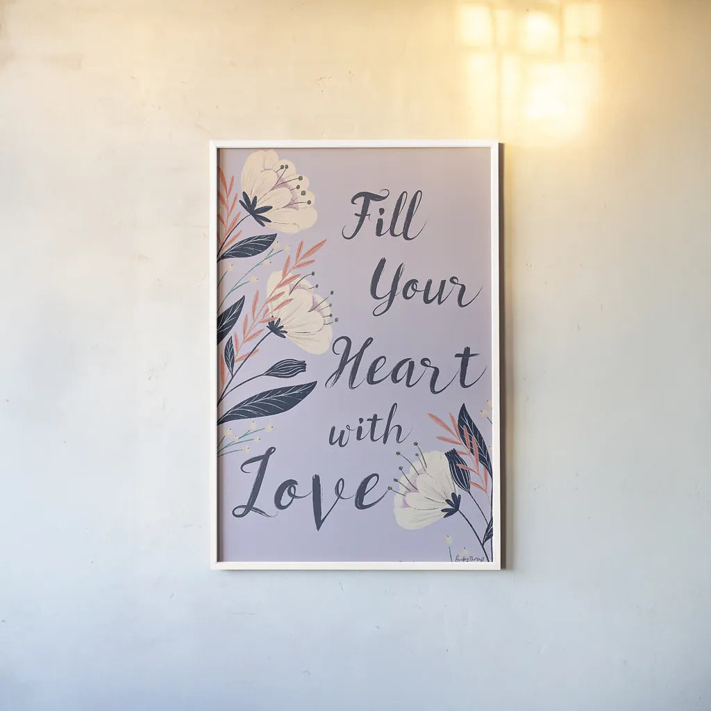 Modern Floral II Lilac by Becky Thorns. shown as a paper print in a white frame. Available as a archival giclee rolled canvas, fine art paper, or poster print. SKU 64132h.