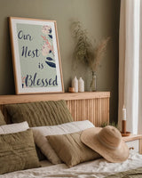 Modern Floral II Mint by Becky Thorns. shown as a paper print in a natural frame. Available as a archival giclee rolled canvas, fine art paper, or poster print. SKU 64133h.