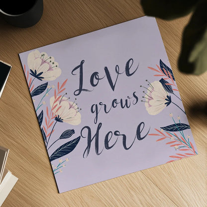 Modern Floral III Square Lilac by Becky Thorns. Shown as a detailed flat fine art print, highlighting archival giclee quality. Available as an archival giclee rolled canvas, fine art paper, or poster print. SKU 64134a.