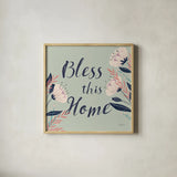 Modern Floral III Square Mint by Becky Thorns. Shown in a natural wood glass frame for a timeless modern aesthetic. Available as an archival giclee rolled canvas, fine art paper, or poster print. SKU 64135a.