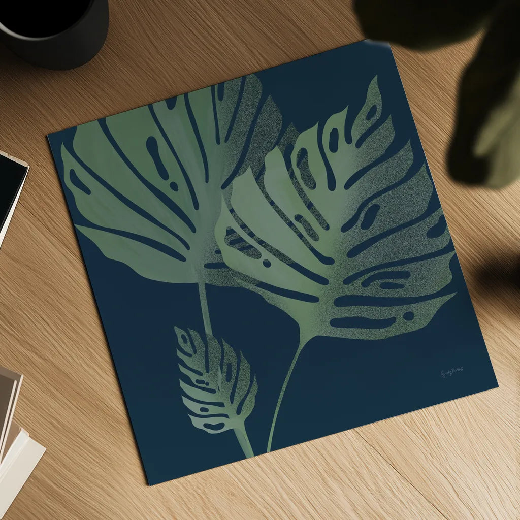 Monstera III by Becky Thorns. Shown as a detailed flat fine art print, highlighting archival giclee quality. Available as an archival giclee rolled canvas, fine art paper, or poster print. SKU 52081a.