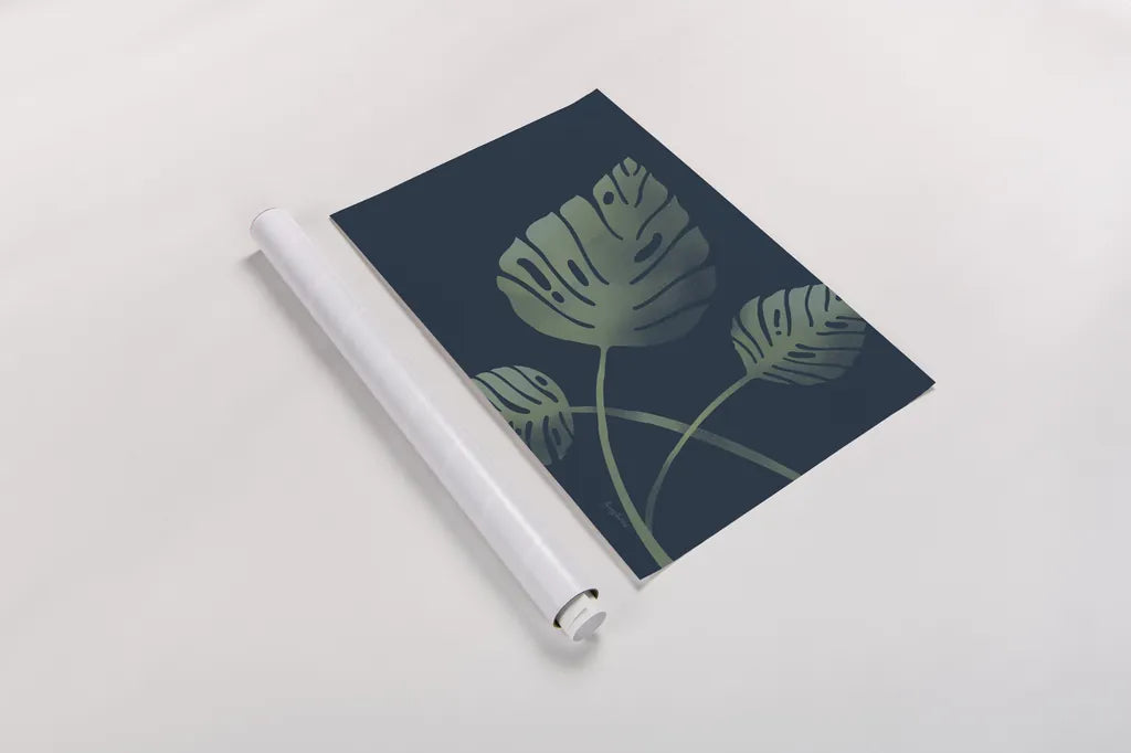 Monstera V by Becky Thorns. shown as a rolled paper print. Available as archival giclee rolled canvas, fine art paper, or poster print. SKU 52083i.