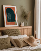 Mountainous I by Becky Thorns. shown as a paper print in a natural frame. Available as a archival giclee rolled canvas, fine art paper, or poster print. SKU 75964h.
