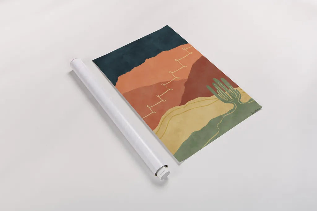 Mountainous II by Becky Thorns. shown as a rolled paper print. Available as archival giclee rolled canvas, fine art paper, or poster print. SKU 75965h.