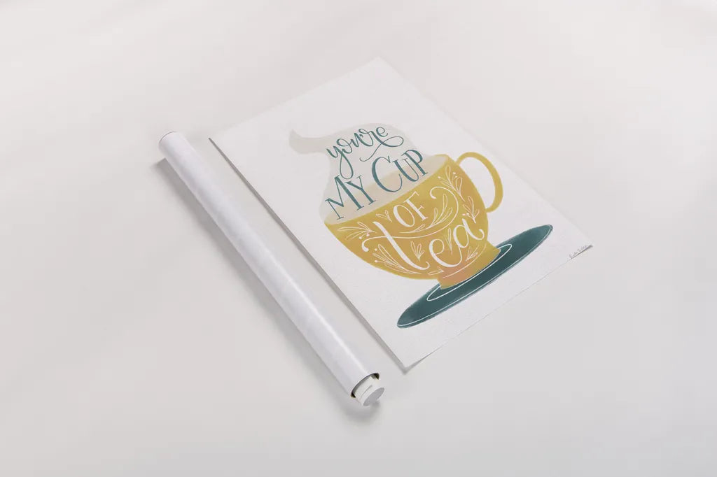 My Cup of Tea by Becky Thorns. shown as a rolled paper print. Available as archival giclee rolled canvas, fine art paper, or poster print. SKU 61426h.