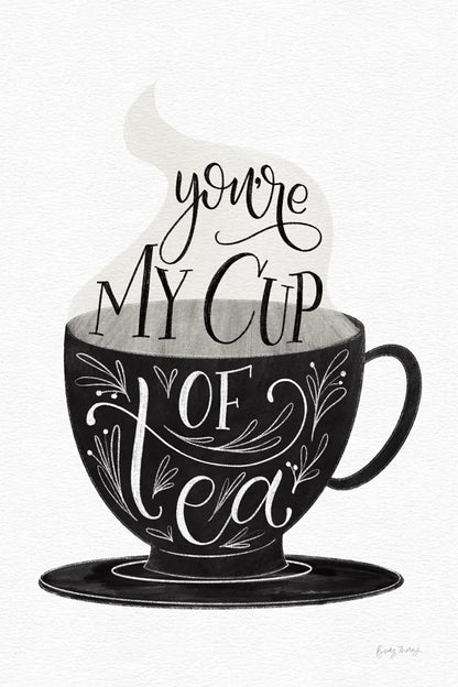 My Cup of Tea BW by Becky Thorns. SKU 61427h. Archival Giclee Fine art print for wall decor.