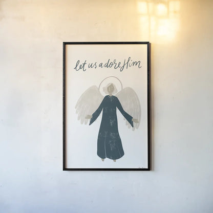 Nativity I by Becky Thorns. shown as a paper print in a black flame. Available as a archival giclee rolled canvas, fine art paper, or poster print. SKU 73736h.