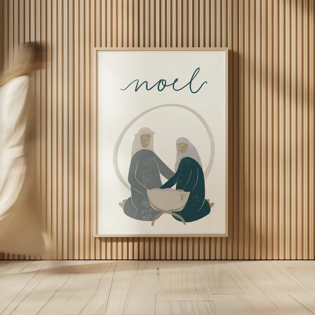 Nativity II by Becky Thorns. shown as over sized large wall art. Available as an archival giclee rolled canvas, fine art paper, or poster print. SKU 73737h.