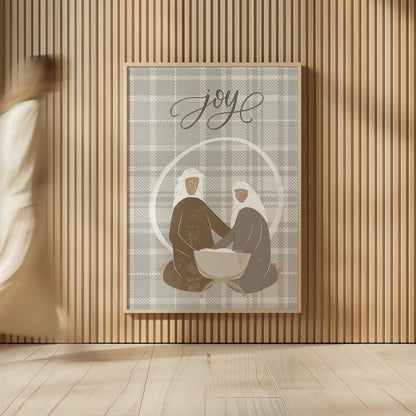 Nativity II Joy by Becky Thorns. shown as over sized large wall art. Available as an archival giclee rolled canvas, fine art paper, or poster print. SKU 76176h.