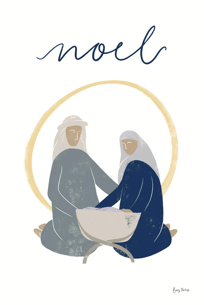 Nativity II with Navy by Becky Thorns. SKU 75406h. Archival Giclee Fine art print for wall decor.