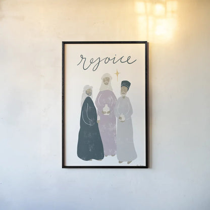 Nativity III by Becky Thorns. shown as a paper print in a black flame. Available as a archival giclee rolled canvas, fine art paper, or poster print. SKU 73738h.