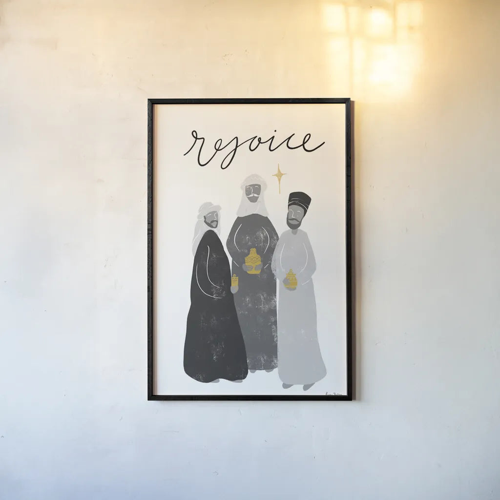 Nativity III BWG by Becky Thorns. shown as a paper print in a black flame. Available as a archival giclee rolled canvas, fine art paper, or poster print. SKU 75724h.