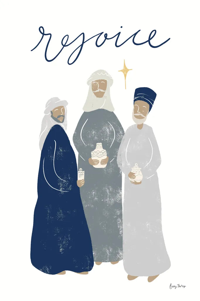 Nativity III with Navy by Becky Thorns. SKU 75407h. Archival Giclee Fine art print for wall decor.