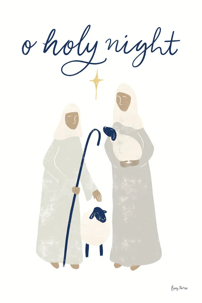 Nativity IV with Navy by Becky Thorns. SKU 75408h. Archival Giclee Fine art print for wall decor.