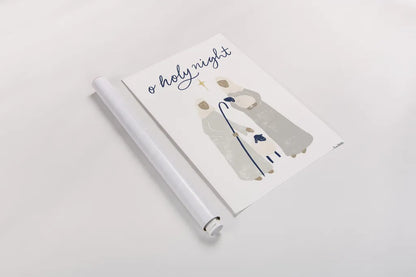 Nativity IV with Navy by Becky Thorns. shown as a rolled paper print. Available as archival giclee rolled canvas, fine art paper, or poster print. SKU 75408h.