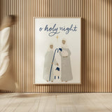 Nativity IV with Navy by Becky Thorns. shown as over sized large wall art. Available as an archival giclee rolled canvas, fine art paper, or poster print. SKU 75408h.