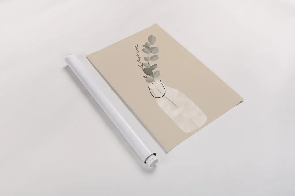 Natural Vessels I Tan by Becky Thorns. shown as a rolled paper print. Available as archival giclee rolled canvas, fine art paper, or poster print. SKU 81177h.