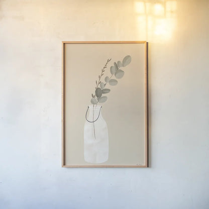 Natural Vessels I Tan by Becky Thorns. shown as a paper print in a natural frame. Available as a archival giclee rolled canvas, fine art paper, or poster print. SKU 81177h.