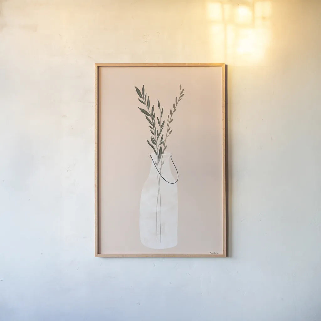 Natural Vessels II by Becky Thorns. shown as a paper print in a natural frame. Available as a archival giclee rolled canvas, fine art paper, or poster print. SKU 73122h.
