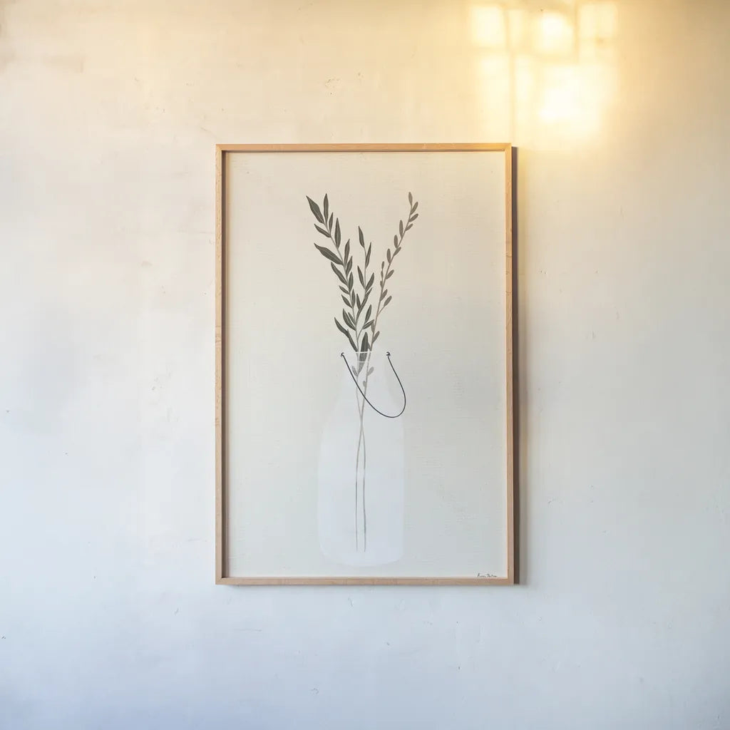 Natural Vessels II Linen by Becky Thorns. shown as a paper print in a natural frame. Available as a archival giclee rolled canvas, fine art paper, or poster print. SKU 75828h.