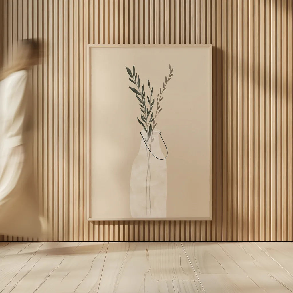 Natural Vessels II Linen Tan by Becky Thorns. shown as over sized large wall art. Available as an archival giclee rolled canvas, fine art paper, or poster print. SKU 81178h.