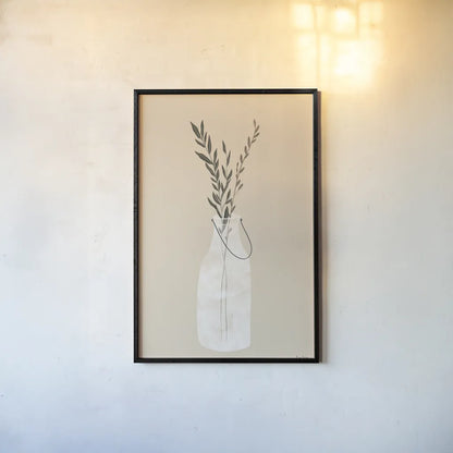 Natural Vessels II Linen Tan by Becky Thorns. shown as a paper print in a black flame. Available as a archival giclee rolled canvas, fine art paper, or poster print. SKU 81178h.