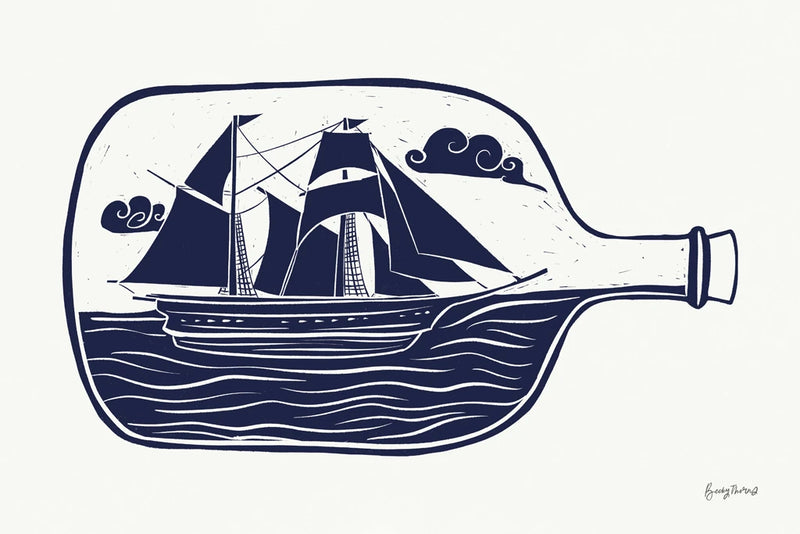 Nautical Bottle I by Becky Thorns